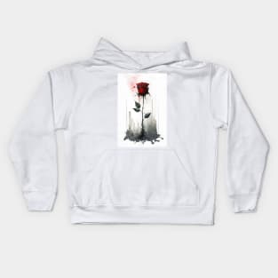 Dark Gothic Red Rose Abstract Art Kids Hoodie